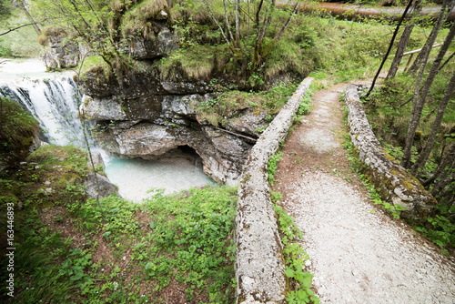 Fototapeta Naklejka Na Ścianę i Meble -  Waterfalls. Crystalline water. Mountain creek. Chiusaforte, Friuli
