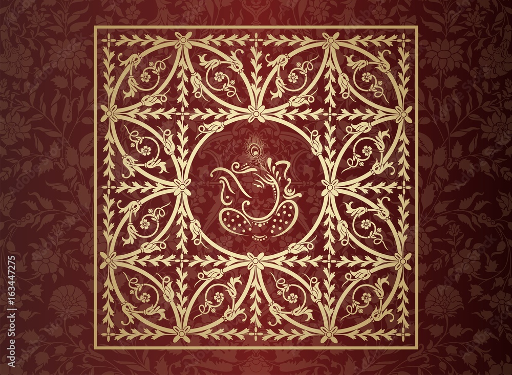 Ganesha, wedding card, royal Rajasthan, India Ganesha, wedding card, royal Rajasthan, India