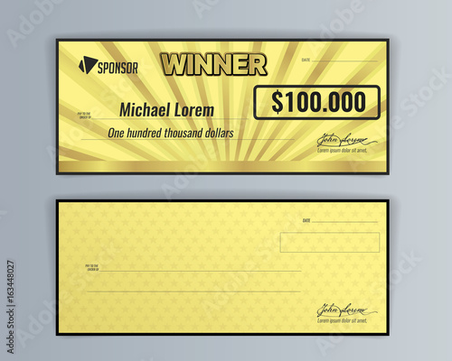 Design template for award winning check. Vector