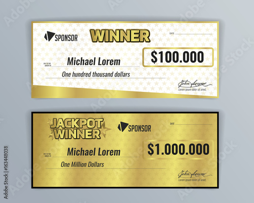 Design template for award winning check. Vector