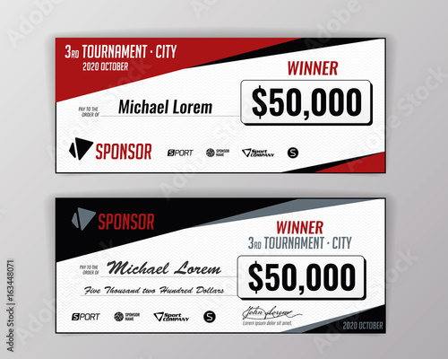 Template for event-winning check. Geometric background. Vector