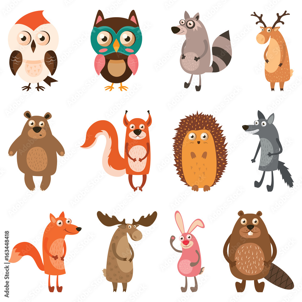 Cute forest animals. Vector illustration. Cute forest animals. Vector illustration.