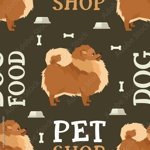 Pet shop Dog food seamless pattern Pomeranian