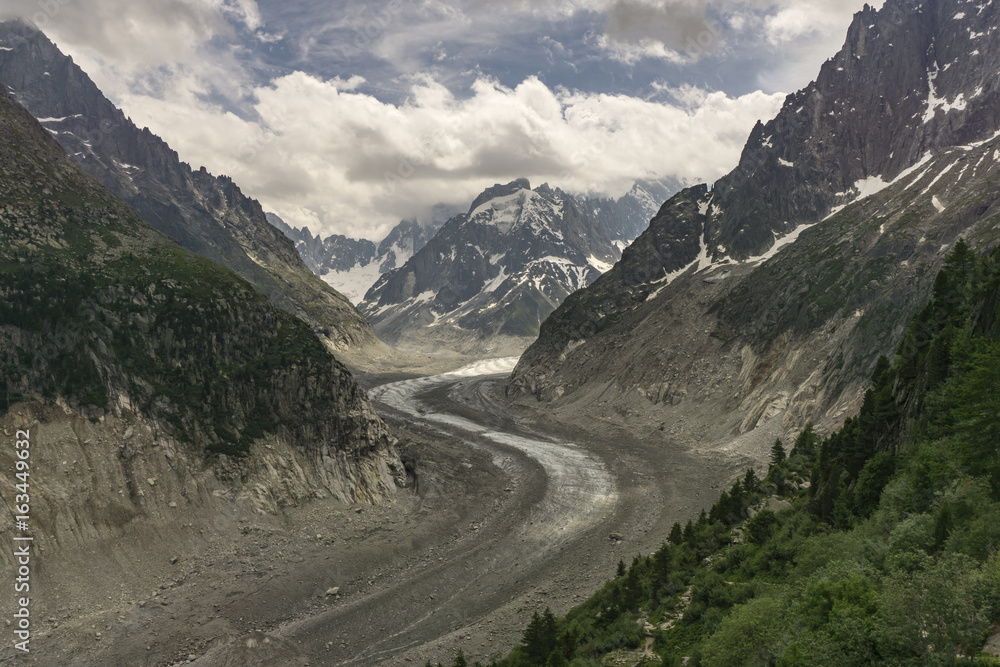 Amazing view of the Mer de Glace. French Alps. Chamonix.