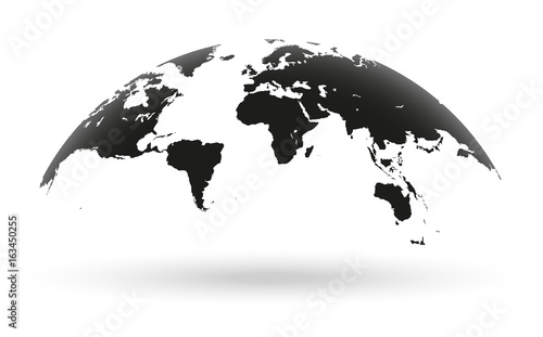 Obraz na płótnie Kula ziemska czarna mapa świata na białym tle