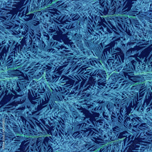 Leaf colored seamless pattern  blue leaves silhouette