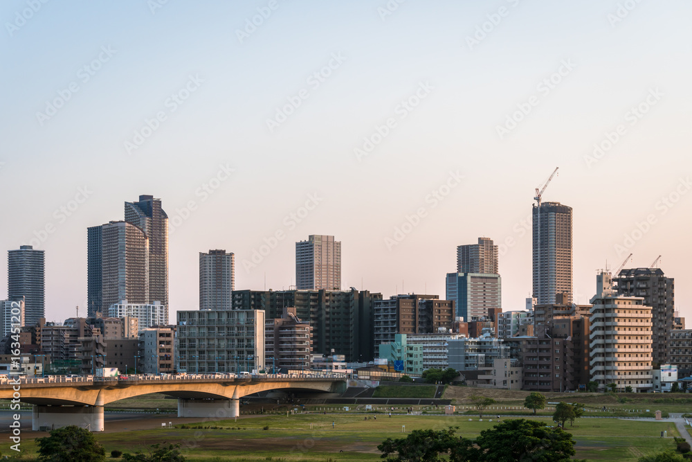 東京から見る武蔵小杉の夕焼け 東京から見る武蔵小杉の夕焼け