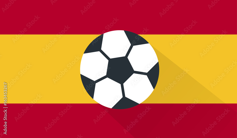 vector football / soccer ball on spain flag background vector football / soccer ball on spain flag background