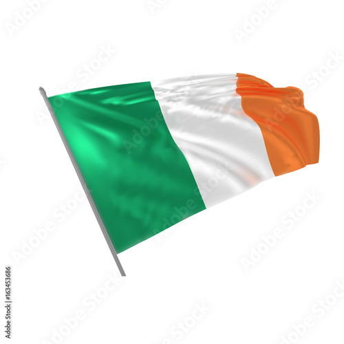 Flag of Ireland. Vector illustration. Photorealistic waving irish flag
