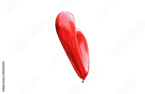 balloon heart red beautiful on isolated white background and clipping path