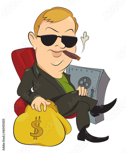 Cartoon image of businessman. An artistic freehand picture.