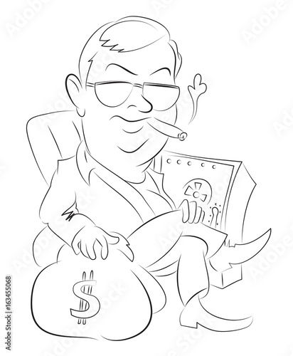 Cartoon image of businessman. An artistic freehand picture.