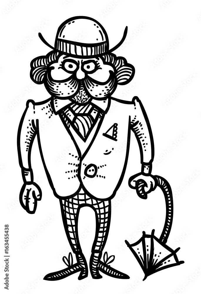 Fototapeta premium Cartoon image of Man Icon. Human symbol. An artistic freehand picture.