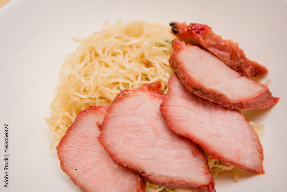 noodle with roast pork, Thai food, Chinese food noodle with roast pork, Thai food, Chinese food