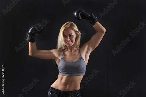 Girl in boxing gloves © zhagunov_a
