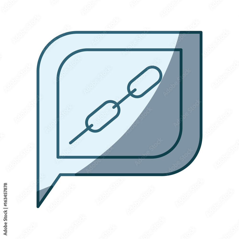 blue shading silhouette dialogue square with tail with chain link symbol vector illustration blue shading silhouette dialogue square with tail with chain link symbol vector illustration
