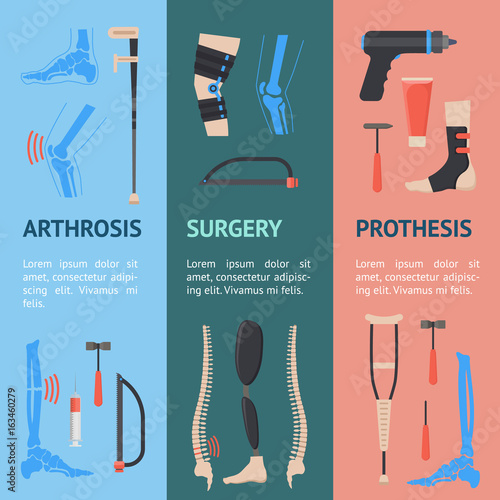 Cartoon Orthopedic Banner Vecrtical Set. Vector