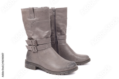 Grey boots closeup