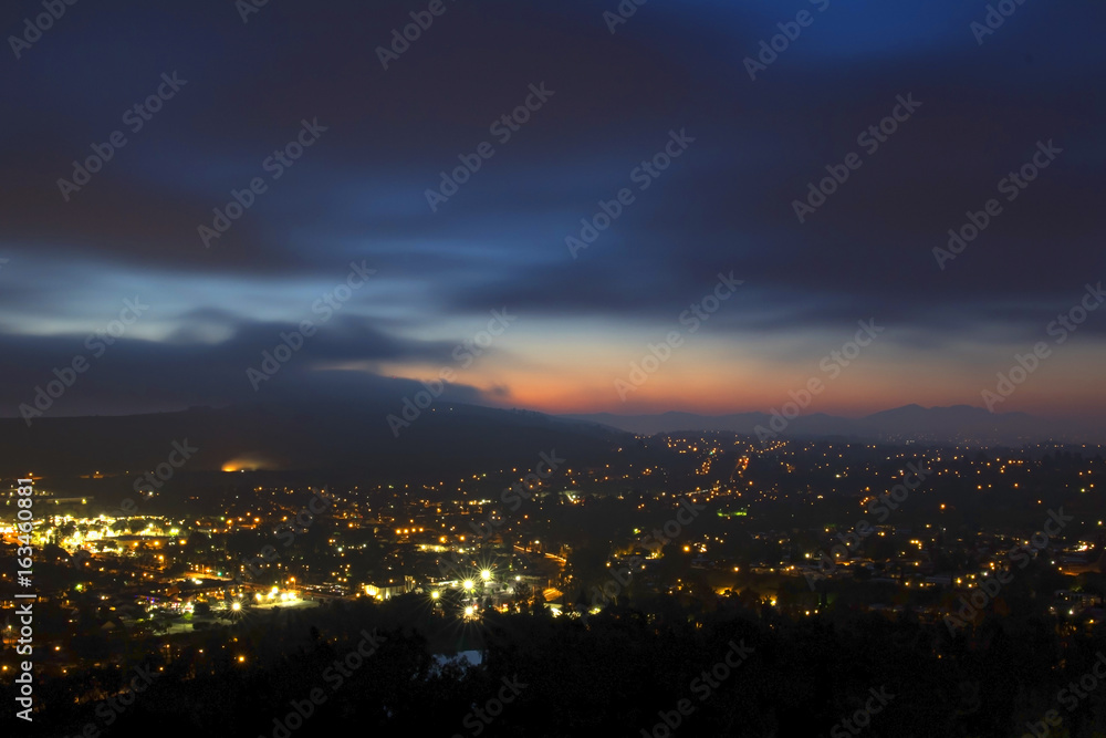 Sunrise twilight at suburban Los Angeles valley