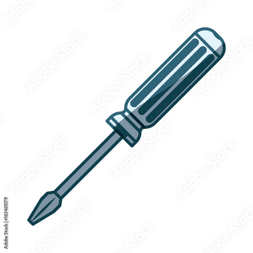 blue shading silhouette of phillips screwdriver vector illustration