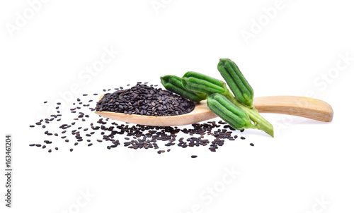 Black Sesame Seeds isolated on white background