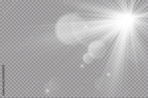 Vector transparent sunlight special lens flare light effect. Sun flash
