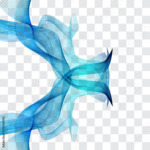 Abstract vector background, blue wavy 