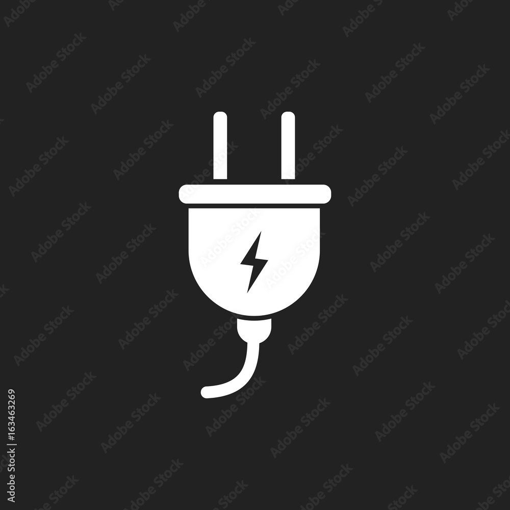 Plug vector icon. Power wire cable flat illustration.