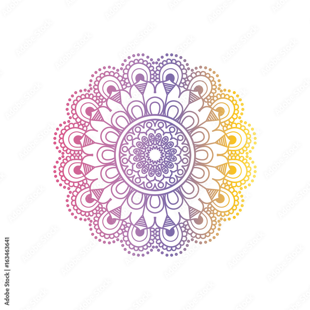 purple and yellow color gradient brilliant flower mandala vintage decorative ornament vector illustration purple and yellow color gradient brilliant flower mandala vintage decorative ornament vector illustration