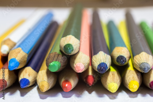 Stationery - coloured pencil crayons stacked up (Macro shot no.2)