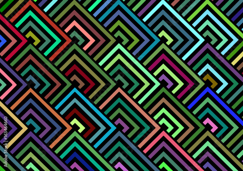 An abstract background consisting of multicolored squares and rhombuses