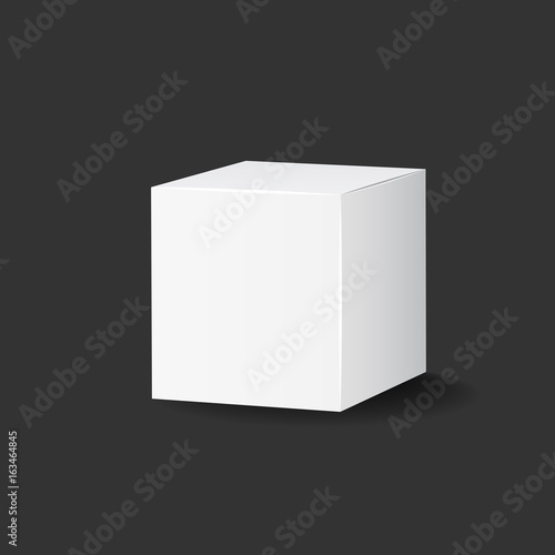 Blank white carton 3d box icon. Box package mockup vector illustration.