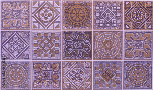 Glossy tile for bath, pool, kitchen, purple mosaic
