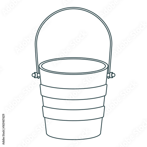 monochrome contour of metallic bucket container vector illustration