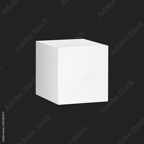 Blank white carton 3d box icon. Box package mockup vector illustration.