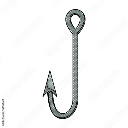 colored pencil silhouette of metallic simple fishhook vector illustration