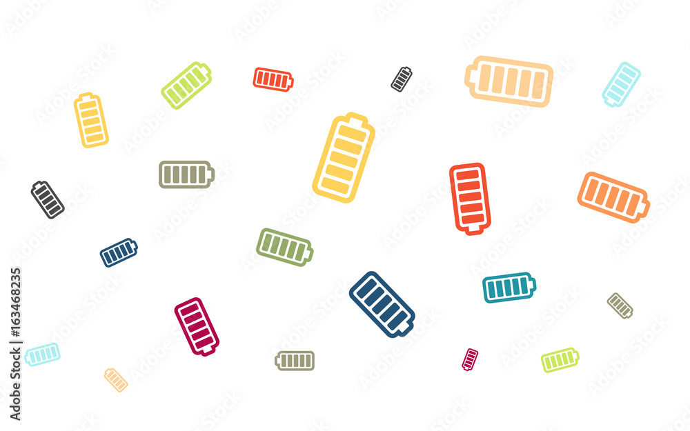 Viele bunte voll aufgeladene Batterien Viele bunte voll aufgeladene Batterien