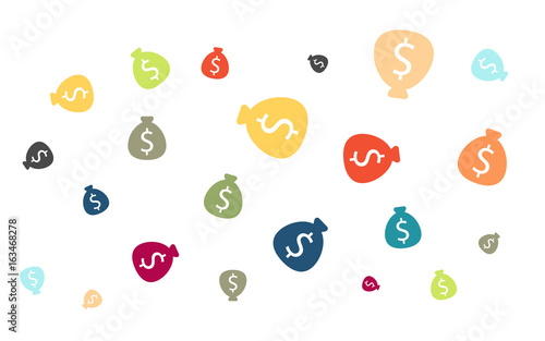 Viele bunte Säcke mit Geld - Dollar