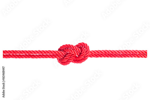 string of red rope knot isolated on white background