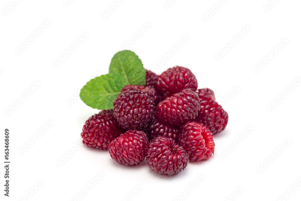 Ripe wild raspberry isolated on a white background Ripe wild raspberry isolated on a white background