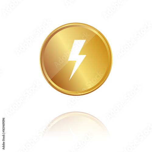 Blitz - Gefahr - Gold Münze mit Reflektion