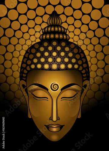 Buddha head on a beige background