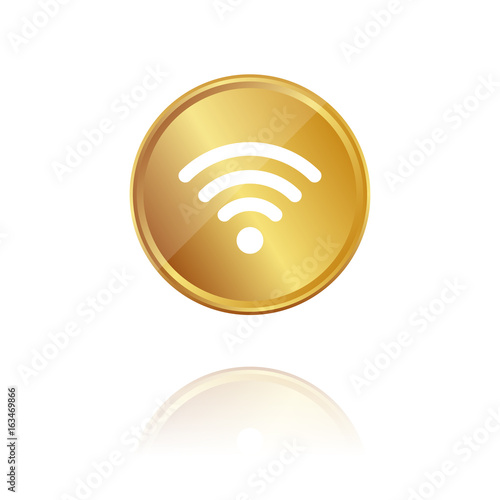 W-LAN - Gold Münze mit Reflektion