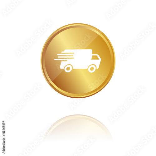 Transport - Versand - Gold Münze mit Reflektion