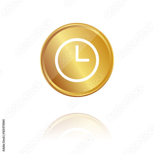 Uhr - Gold Münze mit Reflektion
