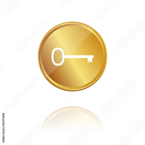 Alter Schlüssel - Gold Münze mit Reflektion