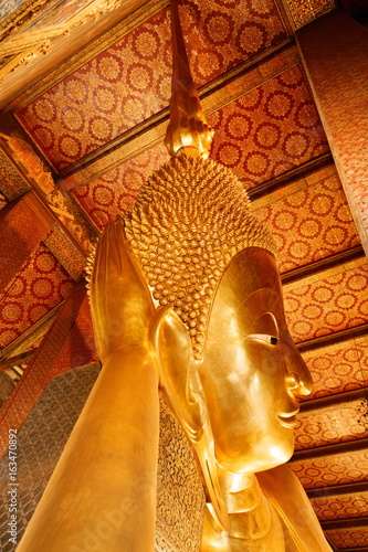 The Reclining Buddha, Wat Pho or Wat Phrachetuphon Wimonmangkhalaram Ratchaworamahawihan in Bangkok,Travel in Thailand photo