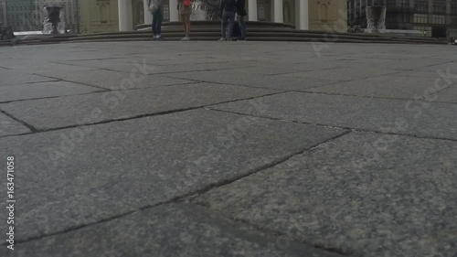 People near the fountain near bolshoi theater timelapse