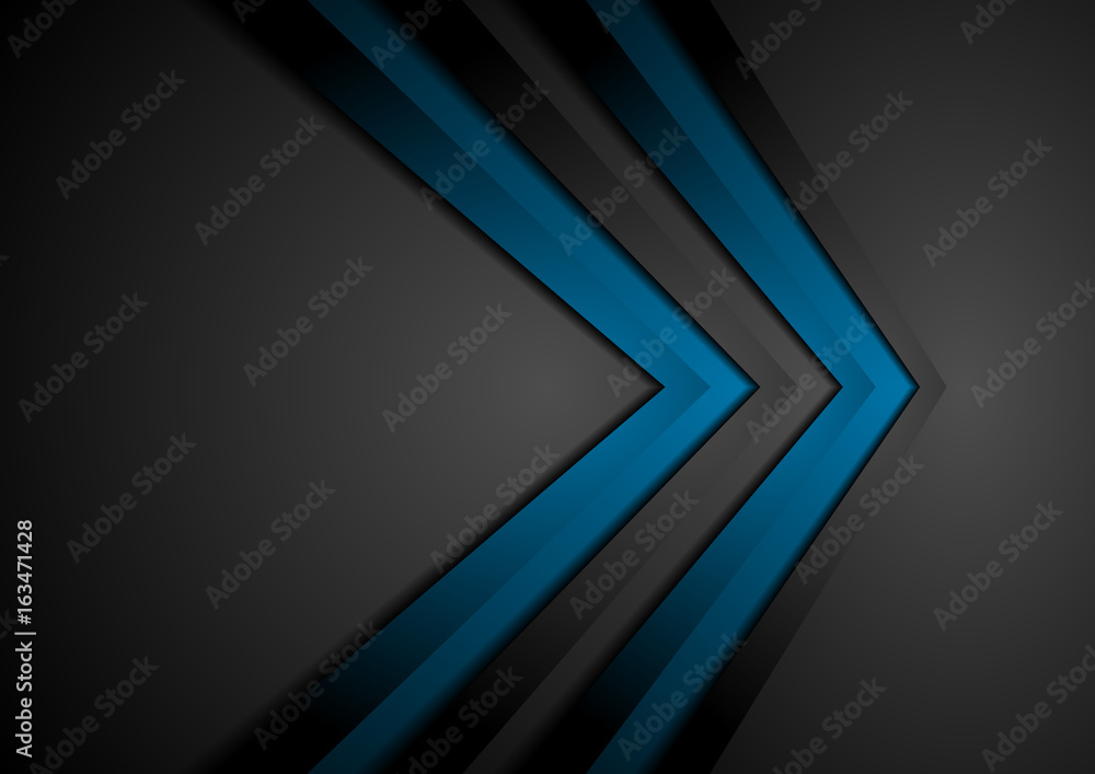 Blue and black contrast tech arrows background