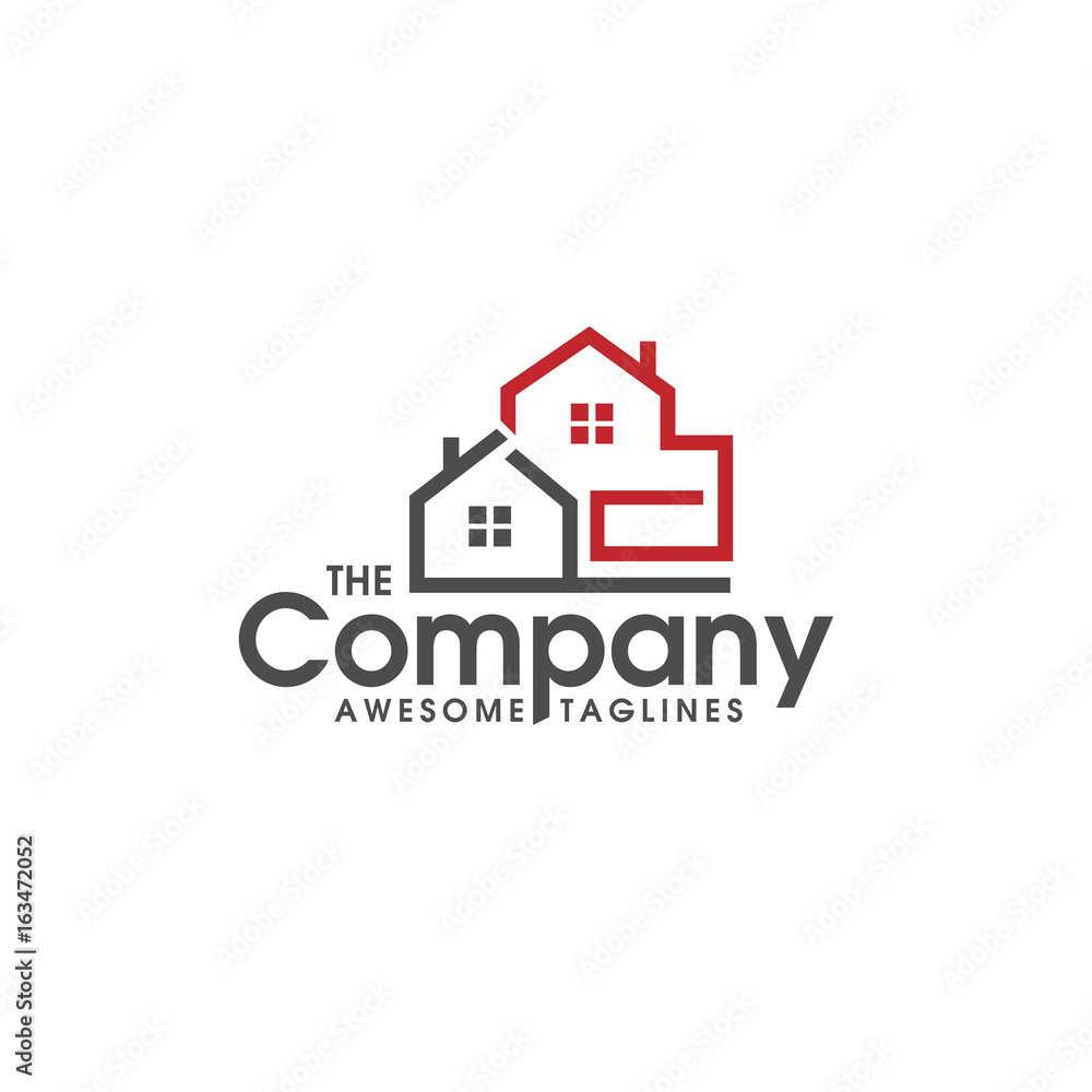 Real estate vector logo, Home with window simple house symbol, realty building logo